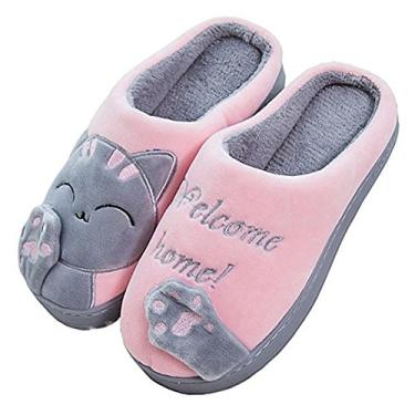 Imagem de Pantufas de Inverno Cliont para Gatos e Inverno Antiderrapantes para Mulheres e Homens, rosa, 38-39# = 6.5-7.5 B(M) US Adult