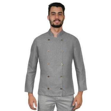 Imagem de Dólmã chef de cozinha masculina Jeans - Demorgan Uniformes, Preto, G