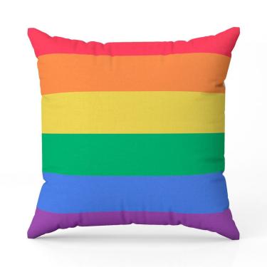 Imagem de Almofada Avulsa Cheia Estampada Bandeiras Lgbt Cores 45cm X 45cm Com Refil Cor Lgbt