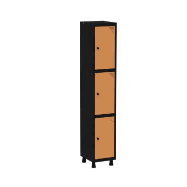 Imagem de Roupeiro Em Aço Mt 1v 3 Portas Pitâo Preto-laranja Picasso