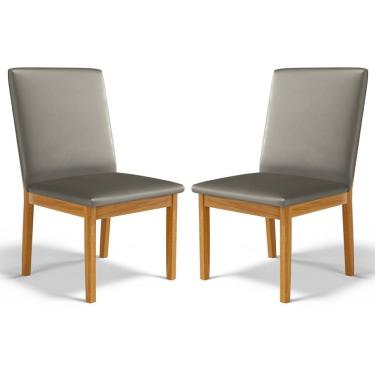 Imagem de Kit Com 2 Cadeiras Daniela Madeira Maciça Estofada Para Mesa De Jantar Veludo Chumbo 109