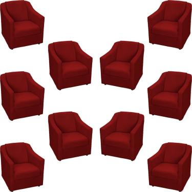 Imagem de Kit 10 Poltronas Decorativa Mila Pé De Plástico Cromado - Bordô Suede