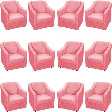 Imagem de Kit 12 Poltronas Mila Pé De Plástico Cromado - Rosê Suede