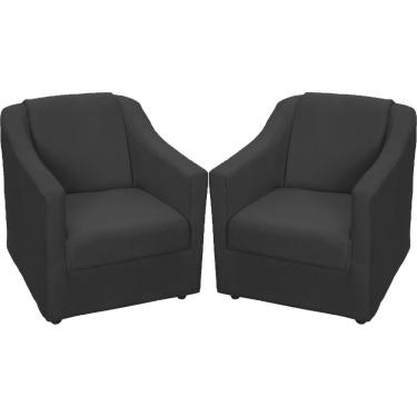 Imagem de Kit 2 Poltronas Mila Pé De Plástico Cromado - Preto Suede
