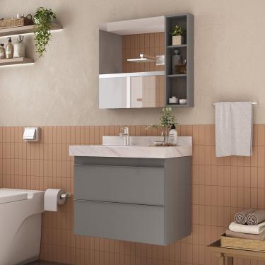 Imagem de Espelheira Para Banheiro Plus Size 80cm Cinza