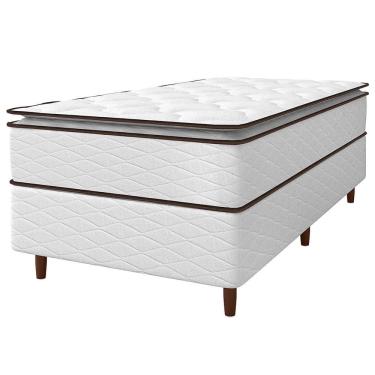 Imagem de Cama Box De Solteiro Umaflex New Itália Com Molas Ensacadas Branco Com Marrom
