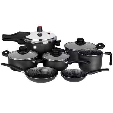 Imagem de Conjunto De Panelas 7 Peças Multiflon Gourmet Antiaderente Preto
