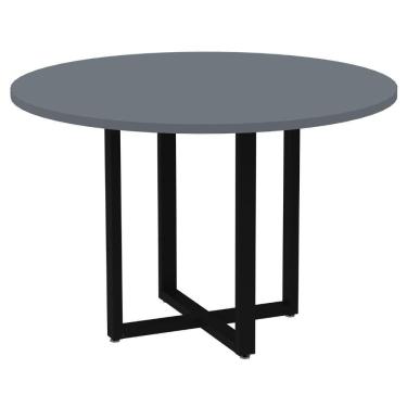 Imagem de Mesa De Reunião Redonda P25 Pandin 110 Cm (largura) Tampo Mdp Grafito Pé Aço Tubular Preto