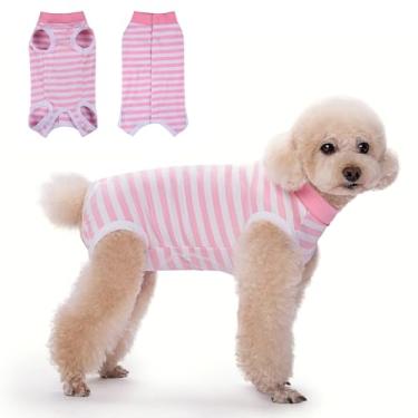 Imagem de TQFlow Traje de recuperação de cirurgia para cães, protetor de feridas abdominais para animais de estimação, para fêmeas machos, coleira eletrônica e camisa de recuperação de cone, macacão cirúrgico