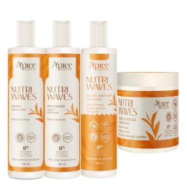 Imagem de Apse Cosmetics, Kit Shampoo, Condicionador, Gelatina e Creme Nutri Waves Apse