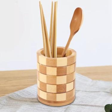Imagem de Organizador de Utensílios para Cozinha, Porta Talheres em Bambu