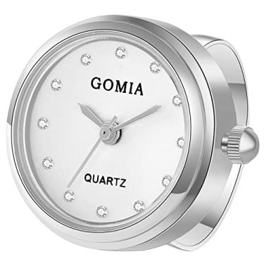 Imagem de JewelryWe Relógio de dedo masculino feminino com anel ajustável, mostrador redondo, numerais romanos, quartzo, anéis para o dia dos namorados, Strass, prata-branco, Moderno