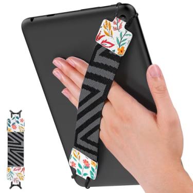 Imagem de MoKo Alça de mão de segurança para tablet de 9 a 11 polegadas, iPad/iPad Pro/iPad Air/Kindle Fire HD/Samsung, alça de mão versátil de alta elasticidade, suporte de dedo leve, flores