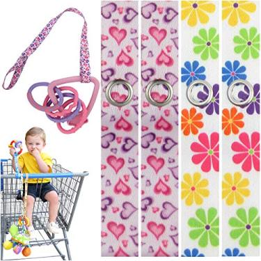 Imagem de PBnJ Baby Toy Saver Strap Holder Leash Secure Accessories Flower/Hearts - 4pc