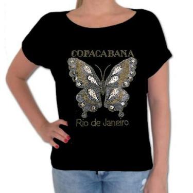 Imagem de Camisa feminina preta - Borboleta onça pintada - RIO COPA MODA, GG