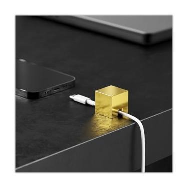 Imagem de N2U Suporte de cabo de metal ou correia, prendedor de fios para Lightning, USB-C, micro cabos – Organizador de cabos de metal antiderrapante com design minimalista para mesa de cabeceira, mesa,
