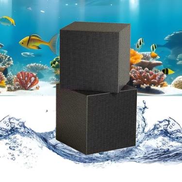 Imagem de Cubo de filtro de tanque de peixes, meio filtrante de cubo de carbono ativado para pequenos aquários – pacote com 2 filtros de água para tanque de peixes de 5 x 5 x 5 cm | Bloco de carbono para nano