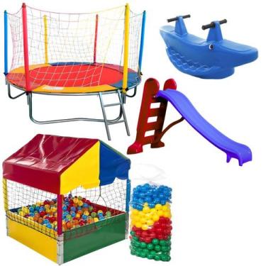 Imagem de Cama Elástica 2,30m Piscina de Bolinhas 1,00m 500 Bolinhas Escorrega e