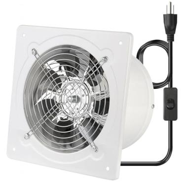 Imagem de Aydomer Exaustor De Metal 8" Com Interruptor - Válvula Retenção Para Extração Janela E Parede Cozinha, Sótão, Garagem, Depósito (Branco)