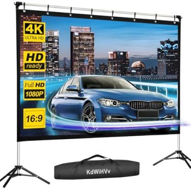 Imagem de KdWiHVv Tela do Projetor e Suporte de Alumínio Tela de Filme Externa Portátil de 120", Projeção Traseira Dianteira 4K Hd 16:9 Tela do Projetor Sem Rugas com Bolsa de Transporte para Home Theater de Ci