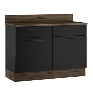 Imagem de Balcão para Cozinha 2 Portas 2 Gavetas Exclusive 120cm Itatiaia Preto 
