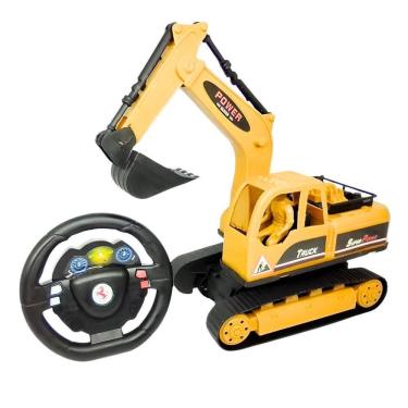 Imagem de Brinquedo Infantil Trator Truck Construtor Retro Escavadeira Com Controle Remoto