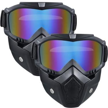 Imagem de BROYEUR Pacote Com 2 Máscaras De Airsoft, Máscara De Paintball, Máscara De Motocicleta, Máscara Facial Tática, Máscara De Esqui, Óculos Removíveis (Coloridos)