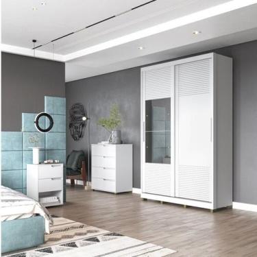 Imagem de Quarto Solteiro com Guarda-roupa 2 Portas de Correr, Cômoda e 1 Mesa d