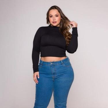 Imagem de Blusa Cropped Gola Alta Manga Longa - Croppeds Store, P, Preto