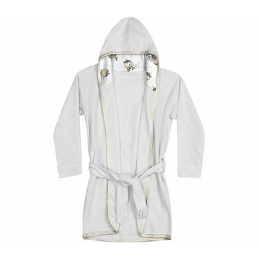 Imagem de Roupão Infantil Tecebem Com Capuz Malha Lili Plush Atoalhado Branco