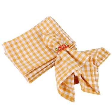 Imagem de Getfitsoo Conjunto De 6 Guardanapos Pano Xadrez Amarelo E Branco, 45 X Cm, Laváveis, Reutilizáveis, ...