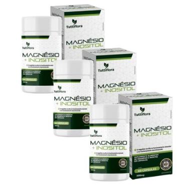 Imagem de Kit 3x Magnésio e Inositol 60 Cápsulas 500mg Tuttiflora
