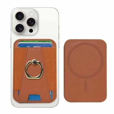 Imagem de PureGear Suporte Magsafe Para Carteira, Porta-Cartões Magnético Com Argola Iphone 15, 14, 13 E 12, Compatível Até 8 Cartões, Cor De Conhaque