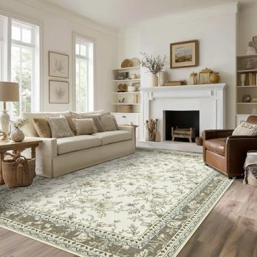 Imagem de Tapetes de área laváveis para casa de fazenda bege e acastanhado, 22 x 30 cm, para sala de jantar, quarto, escritório, cozinha, mesa, tapete grande para embaixo da mesa, caramelo claro creme cáqui