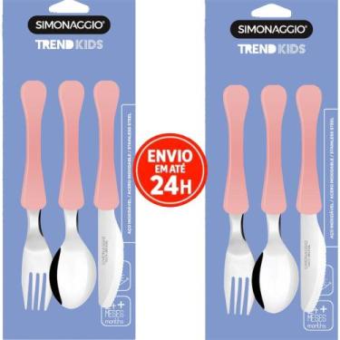 Imagem de Kit Com 2 Talher Infantil Chaves Inox Simonaggio Disney Garfo e Faca, 