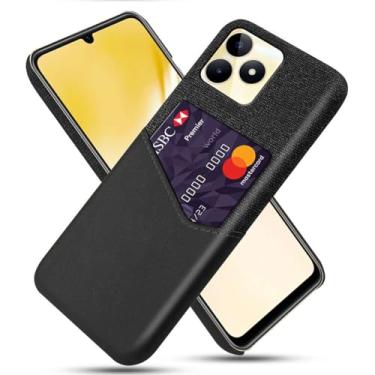 Imagem de Capa para Realme C53 4G,Anti-deslizamento,Proteção contra quedas de 360°,Resistência à impressão digital,Tela e caso de couro PU com 1 slot de cartão atrás-Black