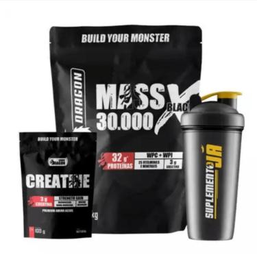 Imagem de Kit Hipercalório Mass 30000x 1,4kg e Creatina Snake Dragon 100g e Coqueteleira 600ml-Unissex