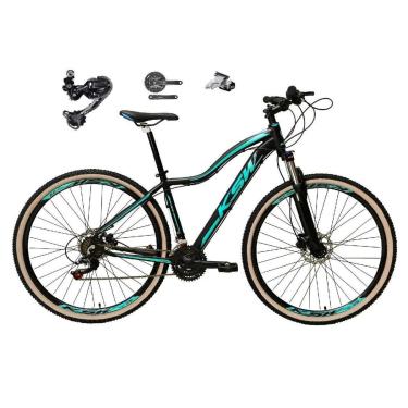 Imagem de Bike Feminina Aro 29 KSW Mwza 27v Shimano Deore e Altus Freio Hidráulico Garfo com Trava Bege-Feminino