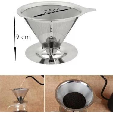 Imagem de Coador de Café Inox Grande Lavável Reutilizável SEM Filtro Cozinha Pre