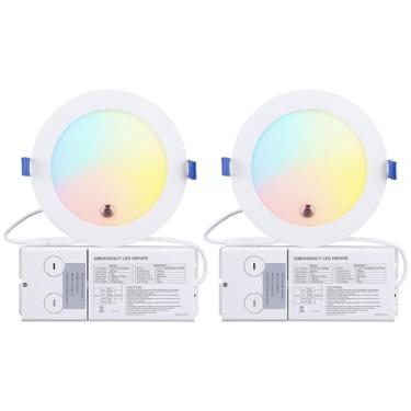 Imagem de TORCHSTAR Luz embutida de emergência 5CCT com reserva de bateria de emergência de 90 minutos, NFPA 101, IBC, OSHA, UL924, 100-277V 6 polegadas 12W Dimmable Slim Commercial LED Downlight, ETL/T24/FCC