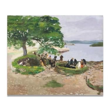 Imagem de The Walnut Tree John Lavery Iconic Realist Portrait & War Scene Canvas Art – Decoração de parede irlandesa atemporal para casa 39,98 x 48 cm Un Framed
