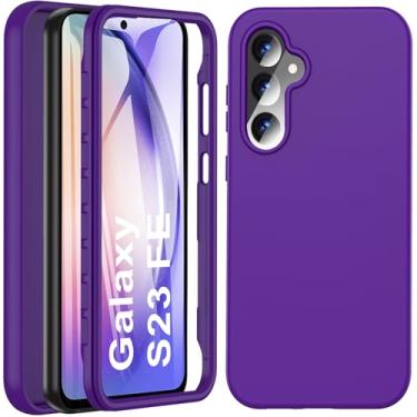 Imagem de Capa de celular S23 FE, para Samsung Galaxy S23 FE com protetor de tela integrado, capa de silicone de corpo inteiro de proteção de nível militar de camada dupla fina antiderrapante para Galaxy S23 fe