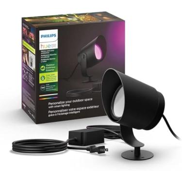 Imagem de PHILIPS Hue Ambiente Lírio XL kit base de luz local inteligente para ambientes externos (altura necessária do hoo), 1 luz pontual + kit de montagem, funciona com a Alexa, Preto