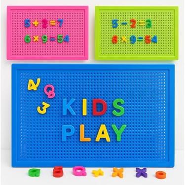 Imagem de Brinquedo Educativo de Encaixe Com Letras Números e Sinais Pedagógico Placa Mosaico Linha Premium M5 Armarinhos (Menino)