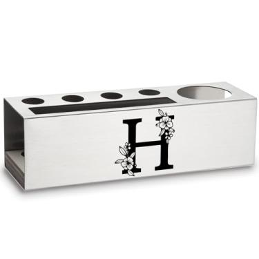 Imagem de Porta-lápis personalizado monograma letra H, presentes para trabalho, colega de trabalho, colega de trabalho, colega, escritório, decoração, acessórios, porta-canetas de aço inoxidável, Apen26