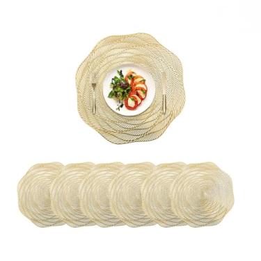 Imagem de Conjunto de 6 jogos americanos redondos em PVC, adequados para mesas de cozinha e restaurantes. (B1037-KIT6)