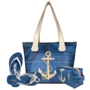 Imagem de Kit Feminino Praia Bolsa Chinelo Necessaire Magicc Kit-241, 35/36