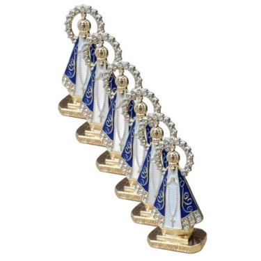 Imagem de Kit 6 Nossa Senhora Aparecida Painel Carro Metal Dupla Face - METALIMP