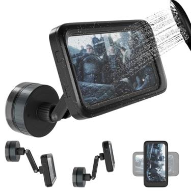 Imagem de EFEALL Suporte de telefone de chuveiro à prova d'água, suporte de telefone com sucção giratório de 480° para chuveiro, capa antiembaçamento e tela sensível ao toque, serve para smartphone com capa de