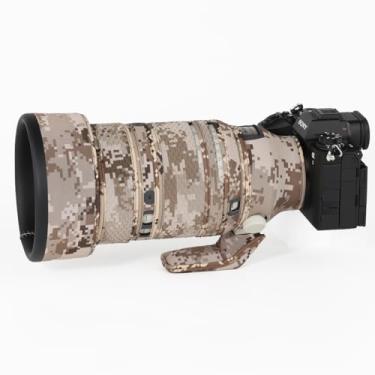 Imagem de CHASING BIRDS Capa protetora de lente impermeável camuflada para Sony FE 135 mm F1.8 GM à prova de chuva (grade marrom, com TC de 1,4 X (SEL14TC))